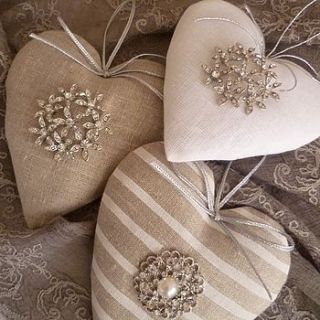 linen and diamante heart by follie by josie rossington