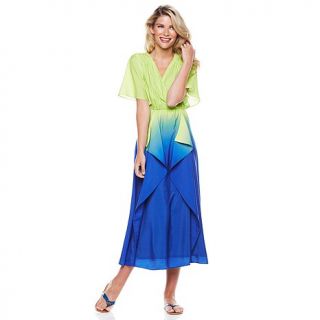 American Glamour Badgley Mischka Flutter Sleeve Midi Dress