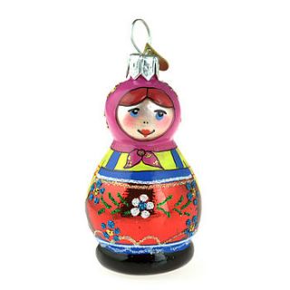 russian doll glass christmas decoration by bombki