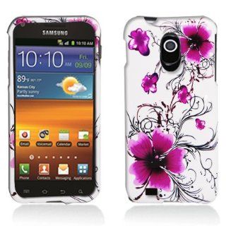 Aimo SAMD710PCIM241 Durable Hard Snap On Case for Samsung Galaxy S2/Epic 4G Touch/D710   1 Pack   Retail Packaging   Purple Flowers: Cell Phones & Accessories