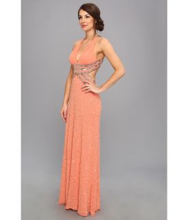Adrianna Papell Halter Cutout Bead Gown (Prom) Guava
