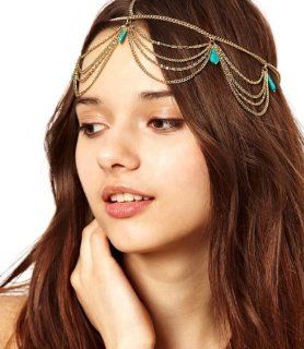 WIIPU vintage bohemian turquoise retro hair chains statement accessories HAIR ACCESSORY(wiipu D237): Jewelry