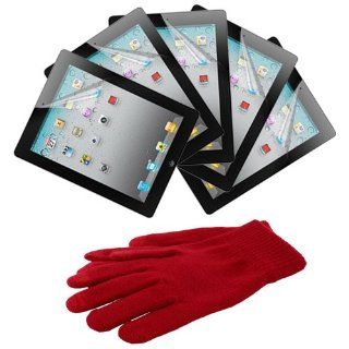 Skque® Branded Reusable Screen Protector Clear Shield(5 Packs) + Red Touch Screen Glove for Apple Ipad 2nd Gen Tab 16GB 32GB 64GB Computers & Accessories