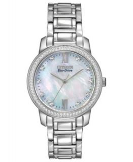Citizen Womens Eco Drive Firenza Diamond Accent Stainless Steel Bracelet Watch 25mm EP5970 57A   Watches   Jewelry & Watches