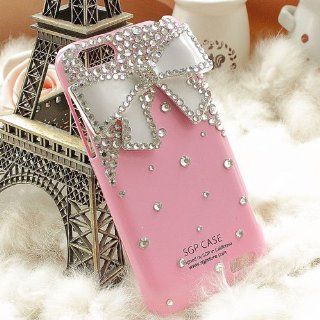 United Electek 3D Crystal Bling Rhinestone Bow Bowknot Pink Case Cover for HTC ONE V   Comes with Gift Box Package and Velvet Pouch: Cell Phones & Accessories