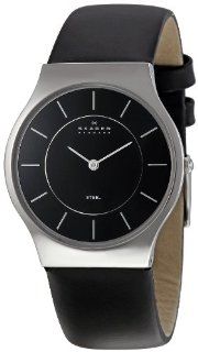 Skagen Men's Black Leather Watch #233LSLB: Skagen: Watches