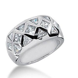 950 Platinum Diamond Anniversary Wedding Ring, 8 Trillion Shaped, 5 Princess Cut Diamonds 1.65 ctw. 233WR1054PLT: Jewelry