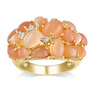 Miadora Yellow plated Silver Orange Moonstone and Diamond Accent Ring Miadora Gemstone Rings