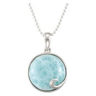 IceCarats Designer Jewelry Sterling Silver Sterling Silver 14Mm Larimar Cabochon 18 Necklace 14.00 Mm: Pendant Necklaces: Jewelry
