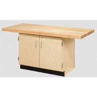 Diversified Woodcrafts WW231 0V Solid Maple Wood 2 Station Workbench with Doors and Adjustable Shelf, Maple Top, 64" Width x 32" Height x 28" Depth: Science Lab Benches: Industrial & Scientific