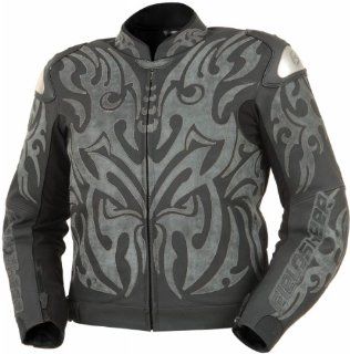 Fieldsheer Mens Tatt Leather Motorcycle Jacket Black/Grey Large L: Automotive