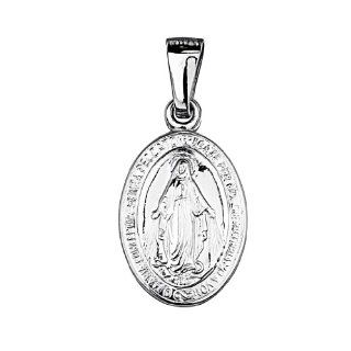 .925 Sterling Silver Rhodium Plated 20mm Height Religious Our Lady of Guadalupe Miraculous Mary Medal Charm Pendant: Jewelry