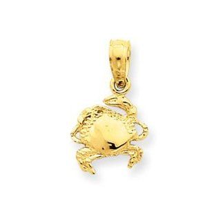 14k Gold Crab Pendant: Jewelry
