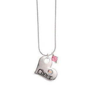 Cheer Heart with AB Swarovski Crystal Rose Swarovski Bicone Charm Necklace: Jewelry