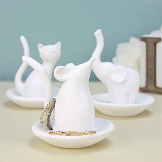 white animal ring holder by lisa angel homeware and gifts