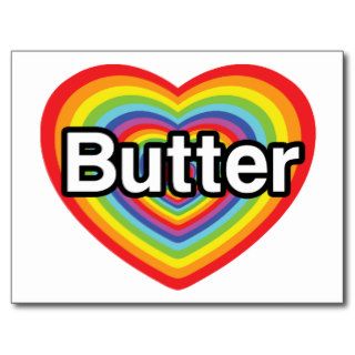 I love Butter: rainbow heart Post Cards