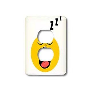 lsp_113111_6 InspirationzStore Smiley Face Collection   Sleepy smiley face   funny yellow snoring lazy cartoon   sleeping sleeper nap napping snore   Light Switch Covers   2 plug outlet cover   Outlet Plates  