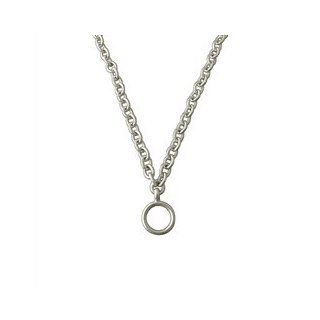 Sterling Silver Heavy Cable Chain Necklace with Toggle Ring Charm Holder: Jewelry