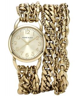 Anne Klein Womens Gold Tone Wrap Chain Bracelet Watch 31mm AK 1452CHGB   Watches   Jewelry & Watches