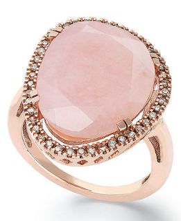 14k Rose Gold over Sterling Silver Ring, Pink Opal (10 3/4 ct. t.w.) and Diamond (1/4 ct. t.w.) Ring   Rings   Jewelry & Watches