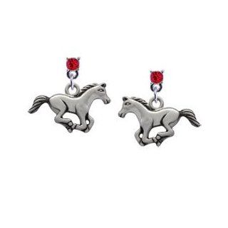 Running Horse Red Swarovski Post Charm Earrings: Arts, Crafts & Sewing
