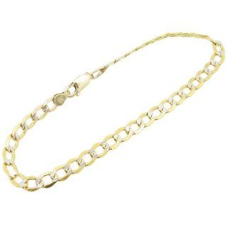 Mens 10k Yellow Gold diamond cut figaro cuban mariner link bracelet AGMBRP11 8 inches long and 5mm wide: Jewelry
