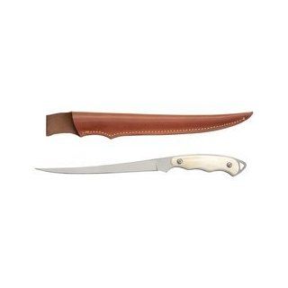 Shakespeare 7.5inch Bone Handle Fillet Knife 440 Stainless Steel Blade Leather Sheath : Hunting Knives : Sports & Outdoors