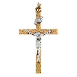 Stainless Steel Pendant. 26.00 x 16.00 mm Two Tone Crucifix Pendant   3.15 grams. 100% Satisfaction Guaranteed.: Ibiza: Jewelry