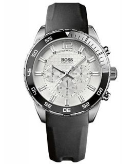 Hugo Boss Watch, Mens Chronograph Black Rubber Coated Leather Strap 44mm HB2033 1512805   Watches   Jewelry & Watches