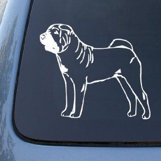 SHAR PEI   Dog   Vinyl Car Decal Sticker #1556  Vinyl Color: White: Automotive
