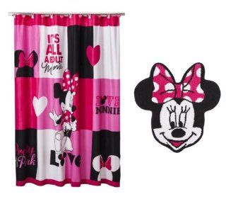 Minnie Mouse Bath Set   Includes: Minnie Mouse Shower Curtain & Minnie Mouse Bath Rug: Toys & Games