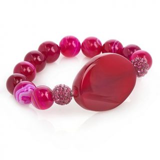 Sonoma Studios Colored Agate and Crystal Beaded Stretch Bracelet