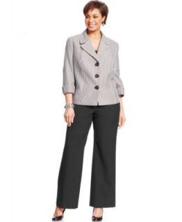 Kasper Plus Size Open Front Jacket, Printed Tie Front Blouse & Straight Leg Pants   Suits & Suit Separates   Women