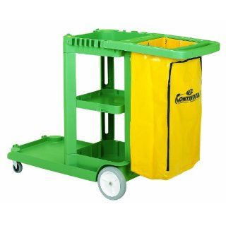 Continental 184 NF, Non Ferrous Janitorial Cleaning Cart with 25 Gallon Yellow Zippered Vinyl Bag, 55 5/8" Length x 20 3/4" Width x 38" Height, Green (Case of 1): Industrial & Scientific