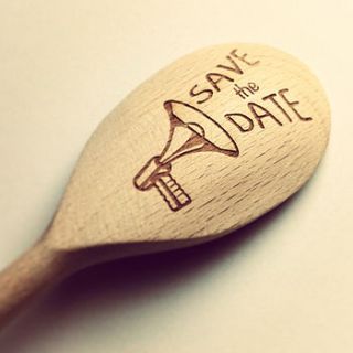 unique wedding save the date wooden spoon by auntie mims