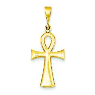 14K Yellow Gold Egyptian Ankh Cross Pendant Jewelry Jewelry