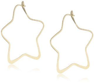 Melissa Joy Manning 14 Karat Gold Star Hoop Earrings: Melissa Joy Manning Gold Earings: Jewelry