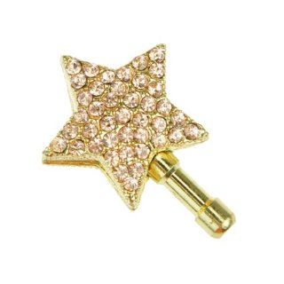 Generic Gold Tone Rhinestone 3D Star Plug Charm for Apple iPhone 5 4S Samsung 1.1": Cell Phones & Accessories