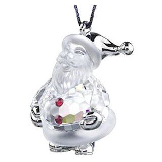 Swarovski Crystal Rhodium Santa Claus Ornament   Decorative Hanging Ornaments