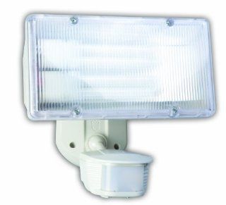 Designers Edge L6019WH 180 Degree Single Head Motion Activated Security Flood Light with Bulb, White, 26 watt    