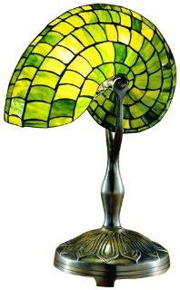 Dale Tiffany 2115/177 Green Nautilus Table Lamp, Antique Bronze and Art Glass Shade   Sailboat Table Lamp  