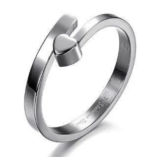 Stainless Steel Heart Split Rings for Women Simple And Elegant, Availabe Sizes: 5,6,7,8: Jewelry