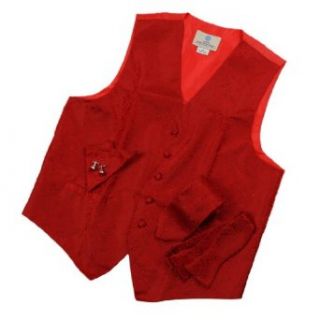VS1029 Red Pattern Mens Vest Tie Cufflinks Hanky Bowtie Groom Gifts By Y&G at  Mens Clothing store: Neckties