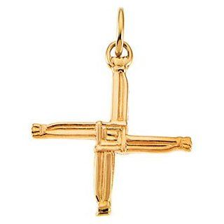 14k Yellow Gold St. Bridget's Cross Pendant: Jewelry