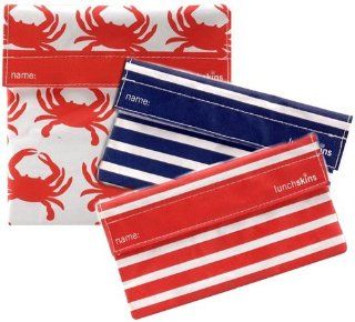Lunchskins Reusable Bag 3pk   Crab, Stripes, Stripes: Sports & Outdoors