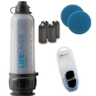 Lifesaver Bottle 6000 Ultra Filtration Water Bottle with Activated Carbon Inserts(4pk), Pre Filter Disk(2pk) and Shoulder Strap : Camping Water Purifiers : Sports & Outdoors
