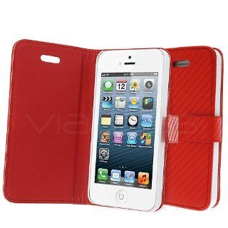 Celicious Red Carbon Fibre Folio Wallet Case for Apple iPhone 5s / iPhone 5  Apple iPhone 5s Case Cover: Cell Phones & Accessories