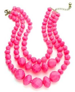 kate spade new york Necklace, Gold Tone Fluorescent Pink Triple Strand Statement Necklace   Fashion Jewelry   Jewelry & Watches