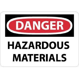 NMC D164AB OSHA Sign, Legend "DANGER   HAZARDOUS MATERIALS", 14" Length x 10" Height, 0.040 Aluminum, Black/Red on White: Industrial Warning Signs: Industrial & Scientific