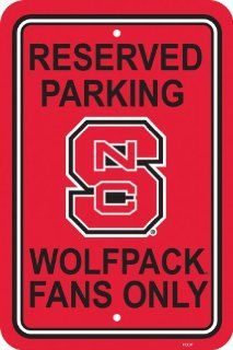 NCAA North Carolina State Wolfpack 12 by 18 inch Plastic Parking Sign  Sports Fan Street Signs  Sports & Outdoors